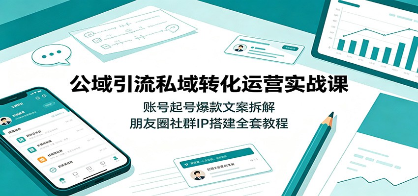 公域引流私域转化运营实战课：账号起号爆款文案拆解，朋友圈社群IP搭建全套教程-摇钱树