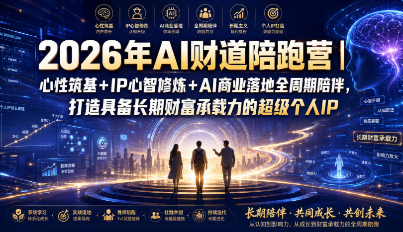 2026年AI财道陪跑营|心性筑基+IP心智修炼+AI商业落地全周期陪伴,打造具备长期财富承载力的超级个人IP-摇钱树