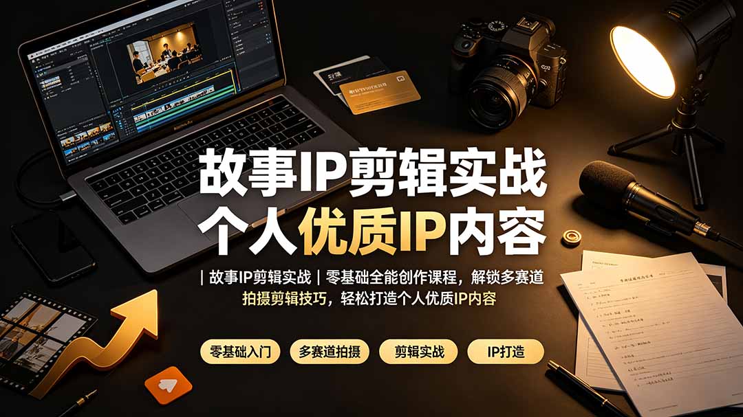 故事IP剪辑实战｜零基础全能创作课程，解锁多赛道拍摄剪辑技巧，轻松打造个人优质IP内容-摇钱树