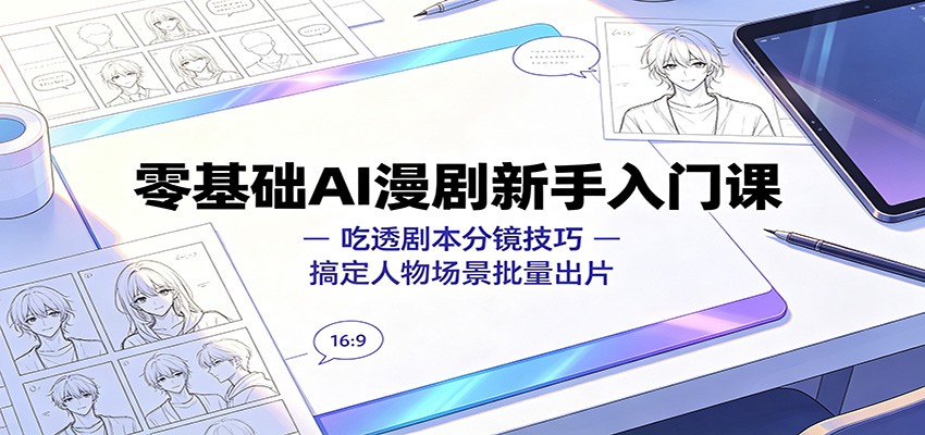 零基础AI漫剧新手入门课：吃透剧本分镜技巧，搞定人物场景批量出片-超级个体网赚