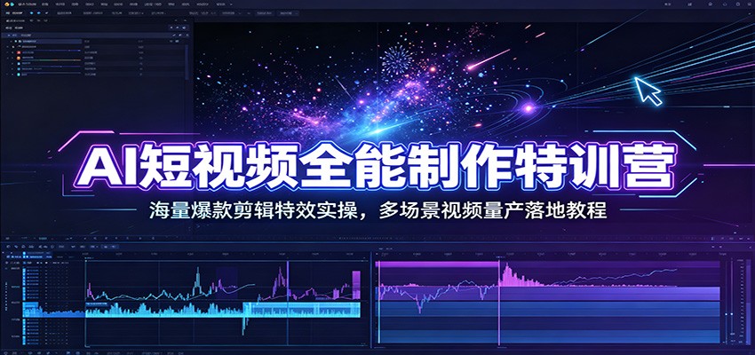 AI短视频全能制作特训营:海量爆款剪辑特效实操,多场景视频量产落地教程-阿鹏创业资源网