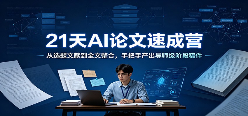 21天AI论文速成营:从选题文献到全文整合,手把手产出导师级阶段稿件-阿鹏创业资源网