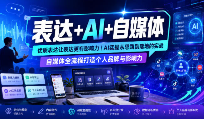 表达+AI+自媒体，优质表达让表达更有影响力|AI实操从思路到落地的实战|自媒体全流程打造个人品牌与影响力-景枢聚合
