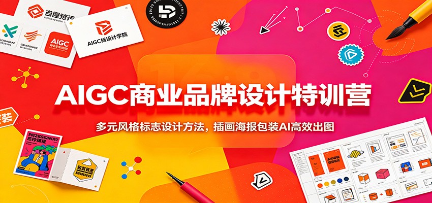 AIGC商业品牌设计特训营：多元风格标志设计方法，插画海报包装AI高效出图-摇钱树