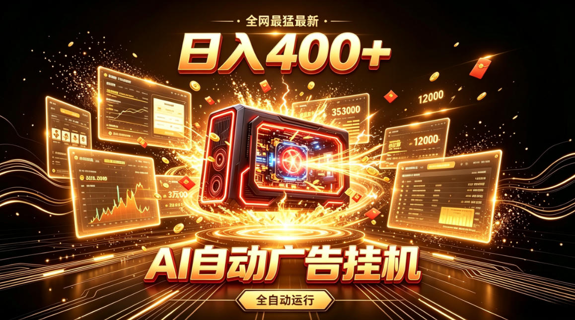 全网最猛最新的AI自动广告挂G，狠收益日入400+，真正做到躺賺式变现【揭秘】-摇钱树