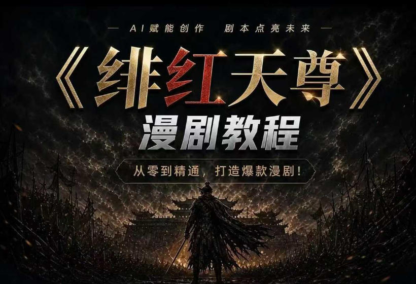 绯红天尊AI漫剧系统教程｜从零入门到精通，工具运用+剧本创作+爆款逻辑+提示词素材+镜头剪辑，全套爆款漫剧落地实战课-超级个体网赚