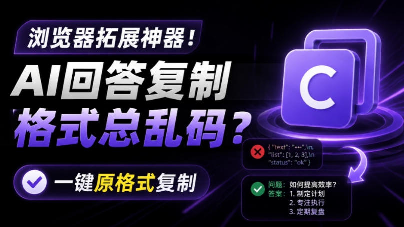 你的AI回答内容复制格式总乱码？完美一键保留原格式复制，办公宝藏浏览器插件Copy With Format-摇钱树