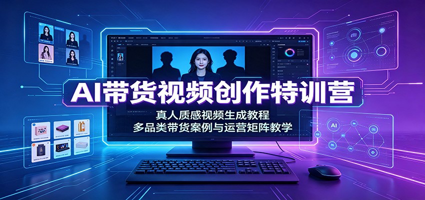 AI带货视频创作特训营：真人质感视频生成教程，多品类带货案例与运营矩阵教学-摇钱树