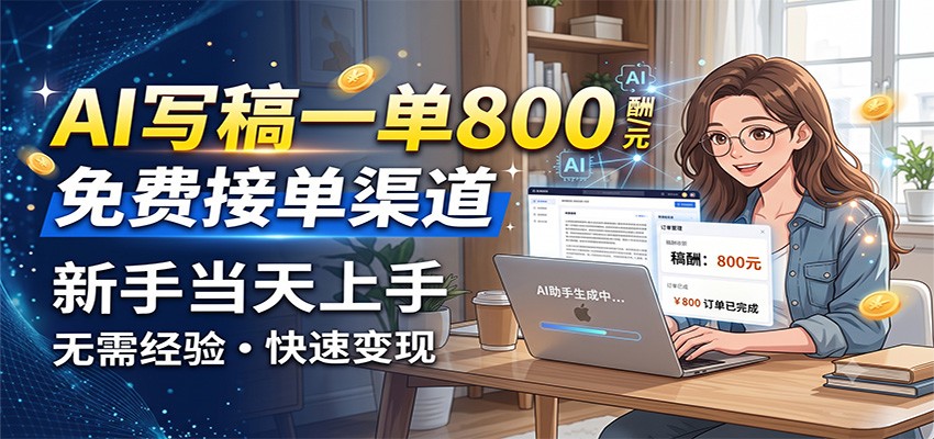 AI写稿一单800，免费接单渠道，一单一结几十到上千，新手当天上手-摇钱树