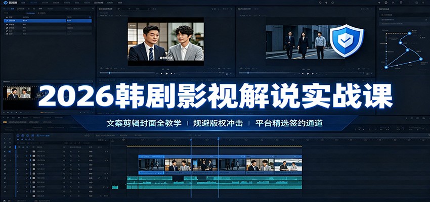 2026韩剧影视解说实战课：文案剪辑封面全教学，规避版权冲击平台精选签约通道-摇钱树