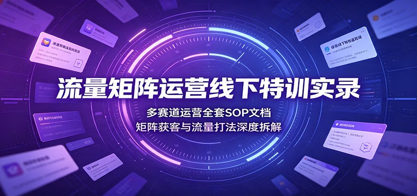 流量矩阵运营线下特训实录：多赛道运营全套SOP文档，矩阵获客与流量打法深度拆解-徕钱快