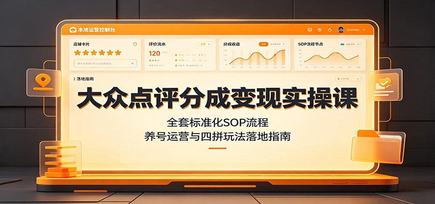 大众点评分成变现实操课：全套标准化SOP流程，养号运营与四拼玩法落地指南-摇钱树