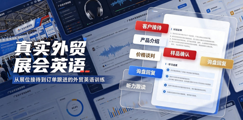 真实外贸展会英语,广交会外贸口语听力突击课程【音频】-摇钱树
