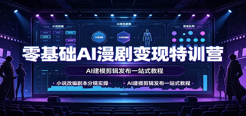 零基础AI漫剧变现特训营:小说改编剧本分镜实操,AI建模剪辑发布一站式教程-摇钱树