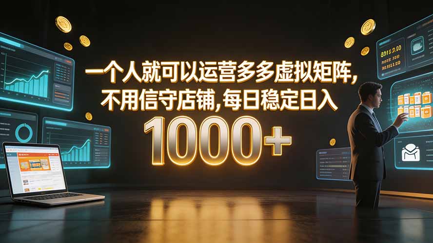 一个人就可以运营多多虚拟矩阵,不用值守店铺,每日稳定日入 1000+-摇钱树