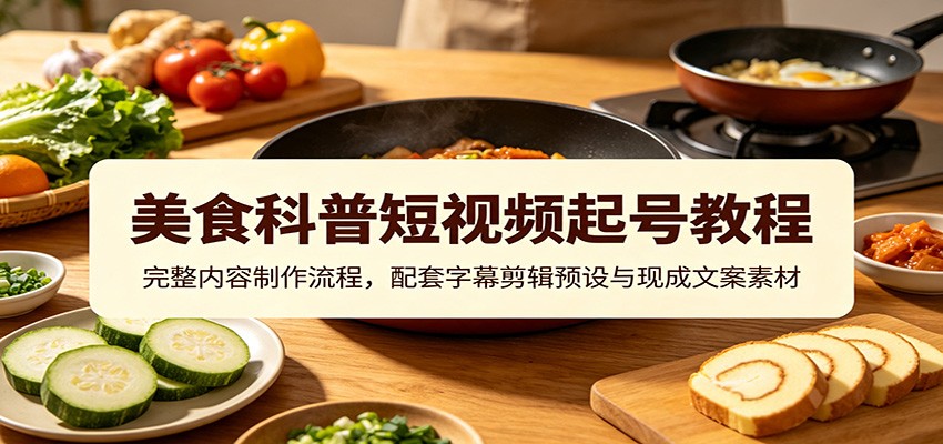 美食科普短视频起号教程：完整内容制作流程，配套字幕剪辑预设与现成文案素材-摇钱树