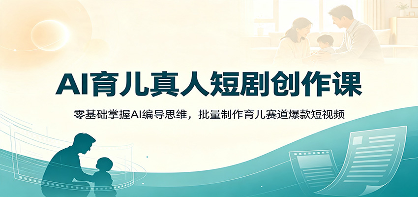 AI育儿真人短剧创作课:零基础掌握AI编导思维,批量制作育儿赛道爆款短视频-摇钱树