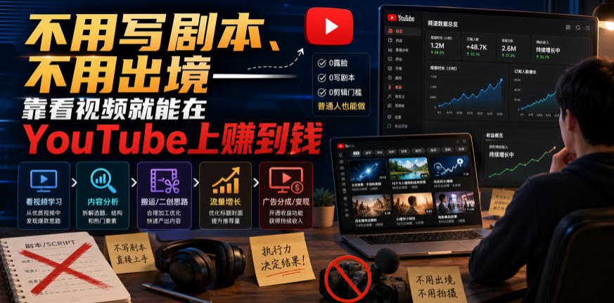 不用写剧本、不用出境——靠看视频就能在YouTube上賺到钱【原创双语字幕】-摇钱树