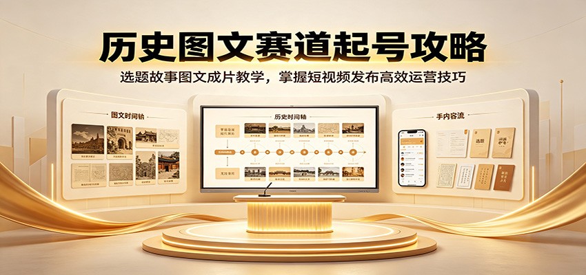 历史图文赛道起号攻略:选题故事图文成片教学,掌握短视频发布高效运营技巧-摇钱树