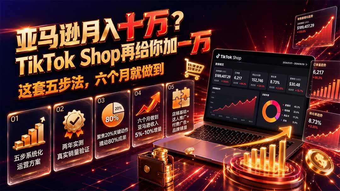 亚马逊月入十万？TikTok Shop再给你加一万——这套五步法，六个月就做到【原创双语字幕】-摇钱树
