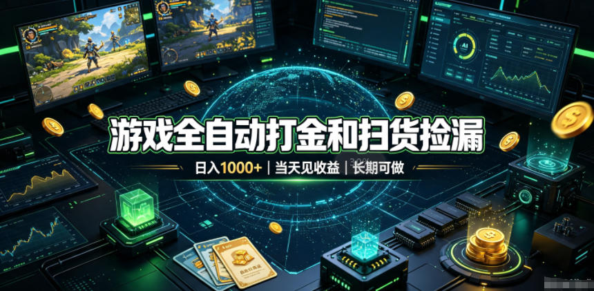 游戏全自动打金和扫货捡漏,日入1k+,当天见收益,长期可做!【揭秘】-摇钱树