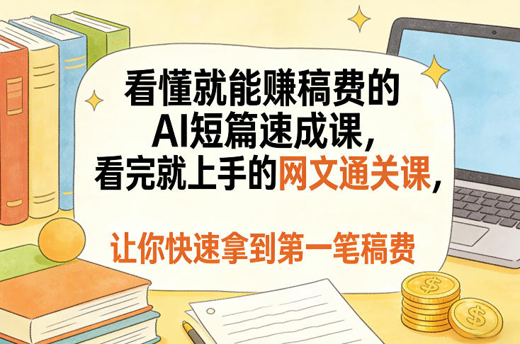 看懂就能賺稿费的AI短篇速成课,看完就上手的网文通关课,让你快速拿到第一笔稿费(更新8月)-摇钱树