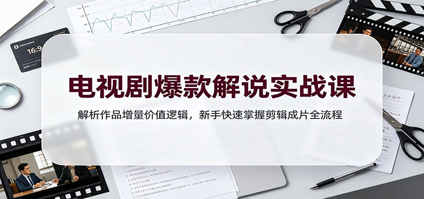 电视剧爆款解说实战课:解析作品增量价值逻辑,新手快速掌握剪辑成片全流程-摇钱树