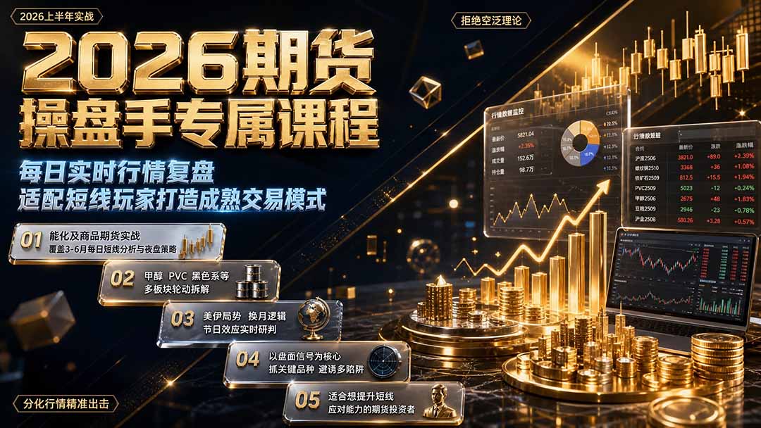 2026期货操盘手专属课程-更新8月，每日实时行情复盘，适配短线玩家打造成熟交易模式-财迷疯