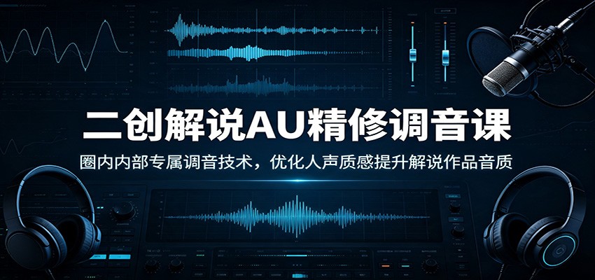 二创解说AU精修调音课：圈内内部专属调音技术，优化人声质感提升解说作品音质-摇钱树