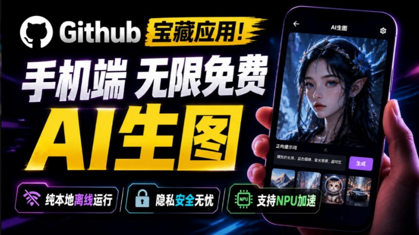 Github宝藏应用！手机端无限免费AI生图，纯本地离线运行，支持NPU加速斩获3.1k stars，local-dream-摇钱树