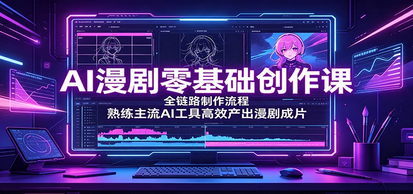 AI漫剧零基础创作课：全链路制作流程，熟练主流AI工具高效产出漫剧成片-摇钱树