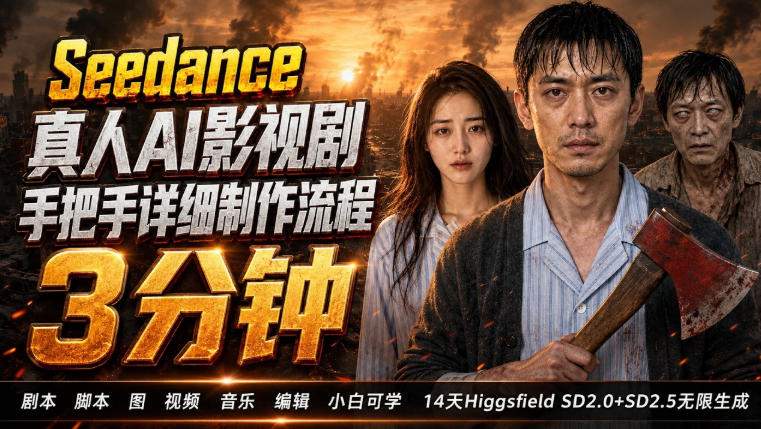 3分钟真人AI影视剧怎么做?SD 2.0手把手完整制作流程|Higgsfield 14天SD 2.0/2.5无限生成-摇钱树