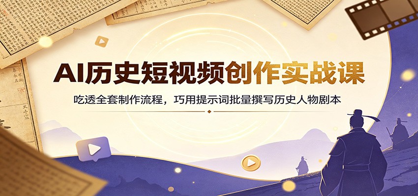 AI历史短视频创作实战课：吃透全套制作流程，巧用提示词批量撰写历史人物剧本-摇钱树