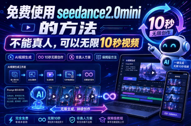 免费使用seedance2.0mini的方法,不能真人,可以无限10秒视频,9图+3音频参考-超级个体网赚