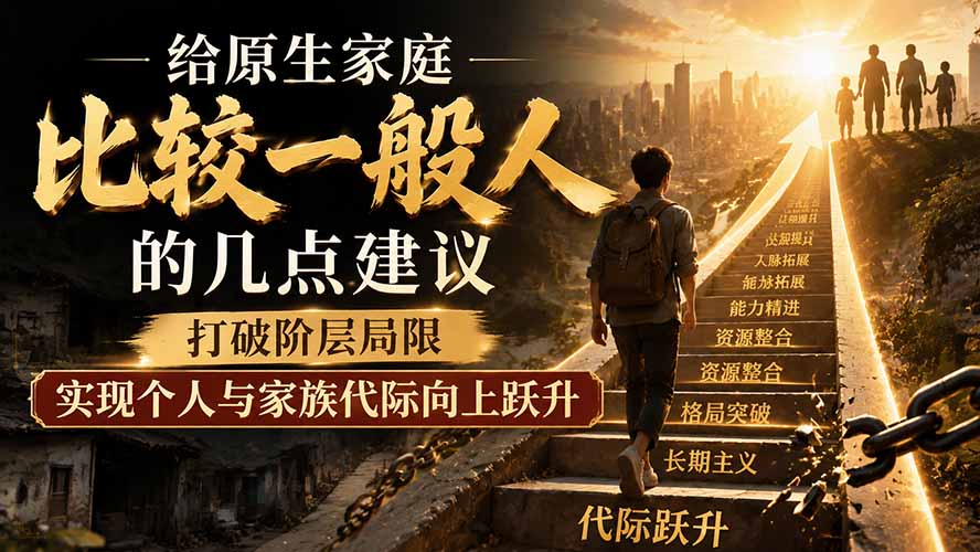 付费文章:给原生家庭比较一般人的几点建议,打破阶层局限,实现个人与家族代际向上跃升-摇钱树