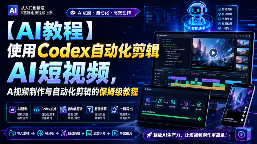 【AI教程】使用Codex自动化剪辑AI短视频,AI视频制作与自动化剪辑的保姆级教程-摇钱树