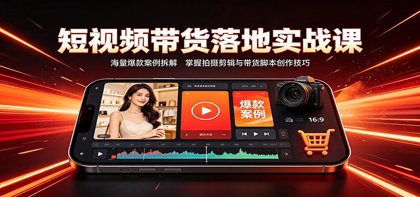 短视频带货落地实战课：海量爆款案例拆解，掌握拍摄剪辑与带货脚本创作技巧-摇钱树