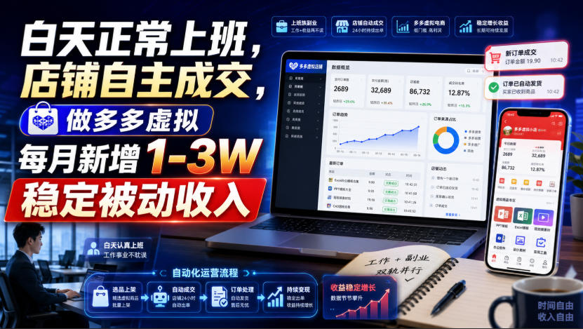 白天正常上班，店铺自主成交，做多多虚拟每月新增1-3W稳定被动收入【揭秘】-摇钱树