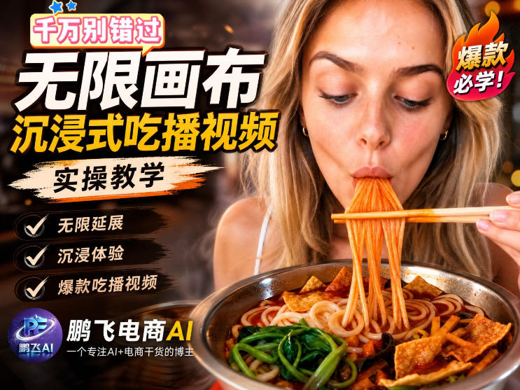 保姆级教程｜用AI无线画布做沉浸式吃播，3步直接出片，无线画布工作流，操作简单好上手-摇钱树