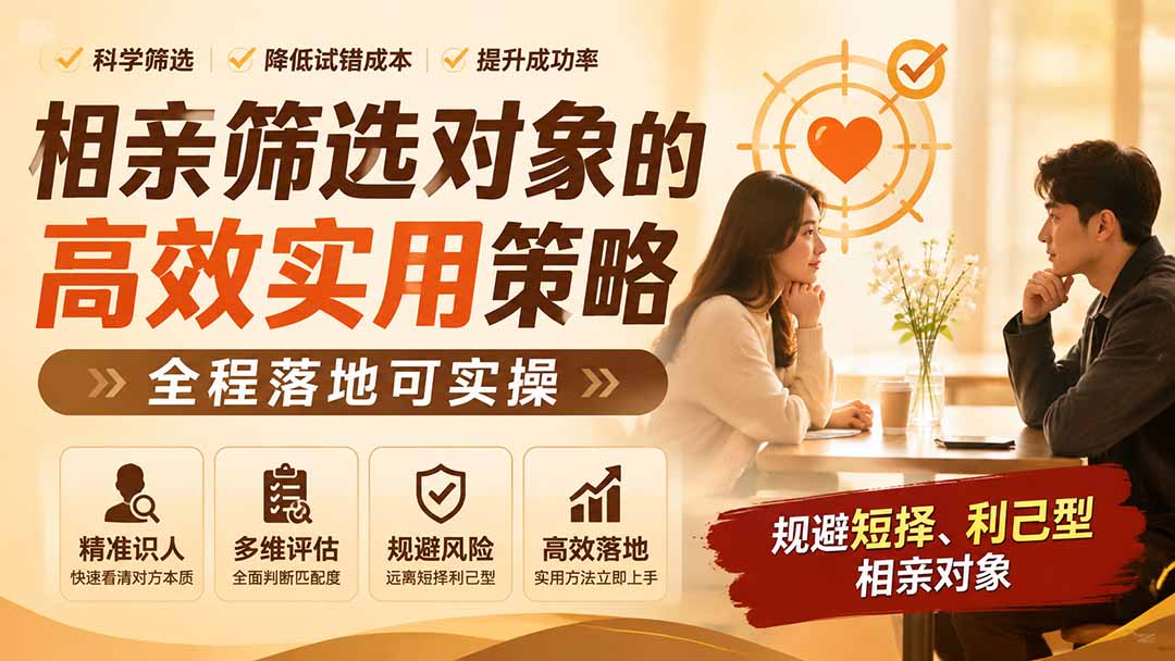 付费文章:相亲筛选对象的高效实用策略,全程落地可实操,规避短择、利己型相亲对象-摇钱树