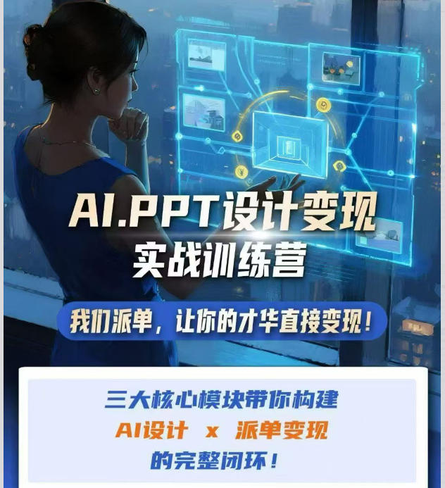 AI+PPT设计变现实战训练营，我们派单，让你的才华直接变现，三大核心模块带你构建Al设计x派单变现的完整闭环-摇钱树