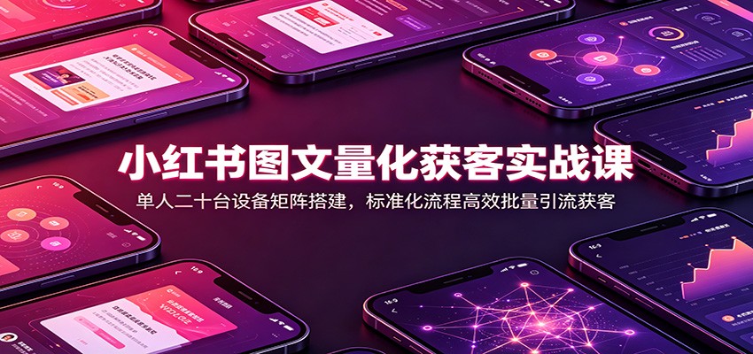 小红书图文量化获客实战课:单人二十台设备矩阵搭建,标准化流程高效批量引流获客-摇钱树