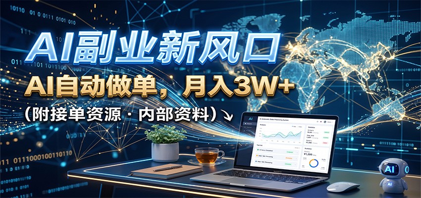 AI副业新风口,AI自动做单,月入3W+,附接单资源-摇钱树