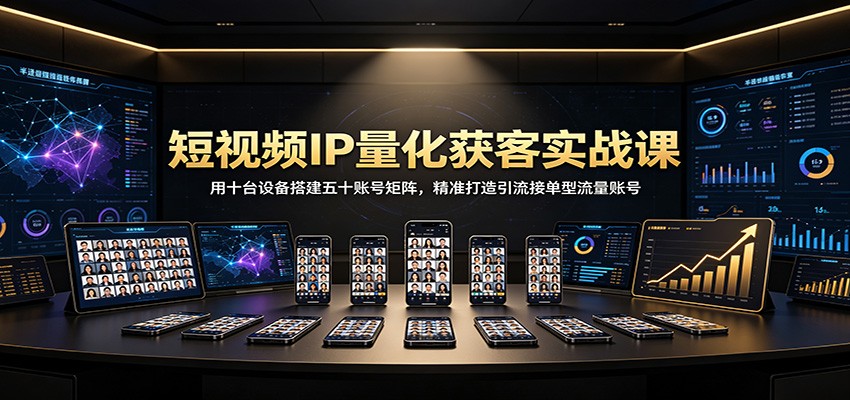 短视频IP量化获客实战课：用十台设备搭建五十账号矩阵，精准打造引流接单型流量账号