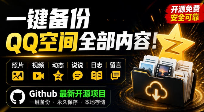 一键将你QQ空间全部内容备份下来！照片/视频/动态信息全存本地，Github最新开源项目QzoneArchive-摇钱树