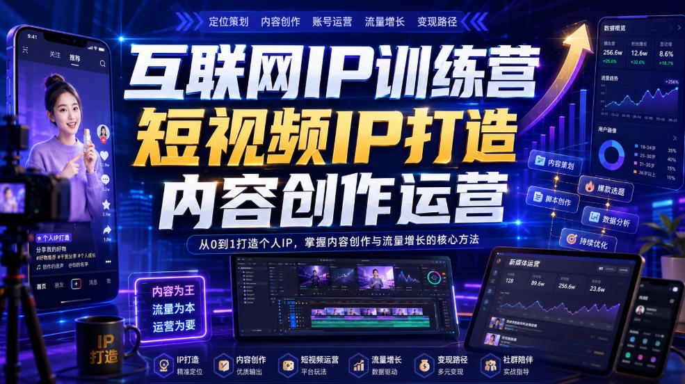 互联网IP训练营,短视频IP打造,内容创作运营-摇钱树