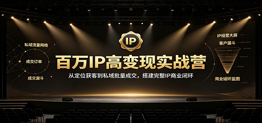 百万IP高变现实战营:从定位获客到私域批量成交,搭建完整IP商业闭环-摇钱树