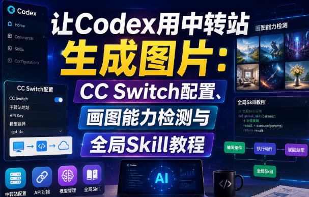 让Codex用中转站生成图片:CC Switch配置、画图能力检测与全局Skill教程-摇钱树