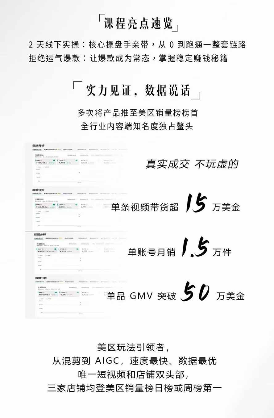 图片[2]-AIGC×TikTok美区短视频带货线下课；两天一夜完整回放，12小时高清视频收录头部操盘手全流程教学