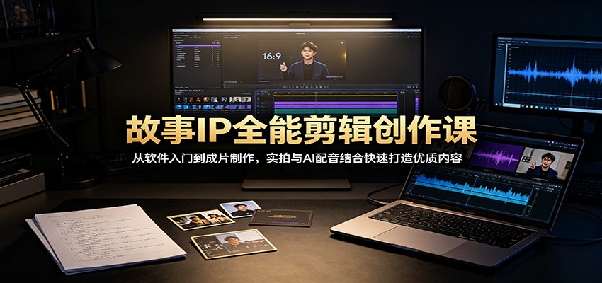 故事IP全能剪辑创作课:从软件入门到成片制作,实拍与AI配音结合快速打造优质内容-摇钱树